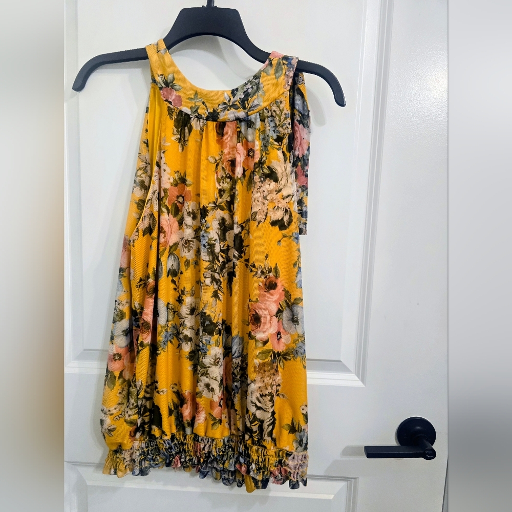 Floral Yellow Sleeveless Blouse